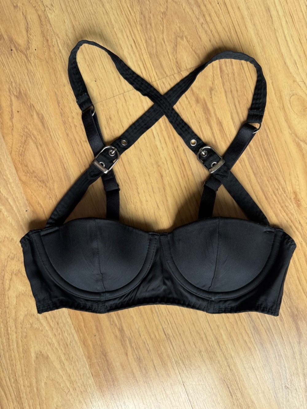 Fleur du Mal Black Convertible Strappy Balconette Bra
